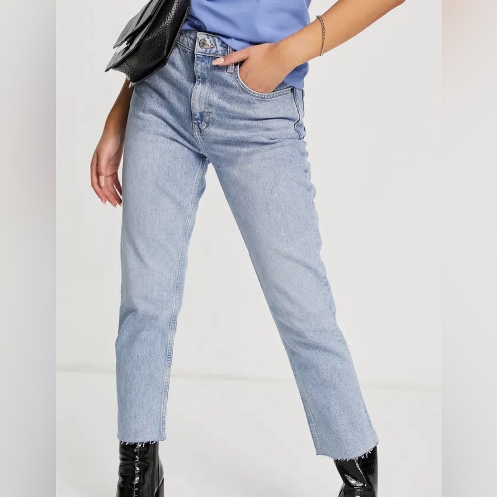 TOP SHOP JEANS Raw Hem Straight Leg Jeans